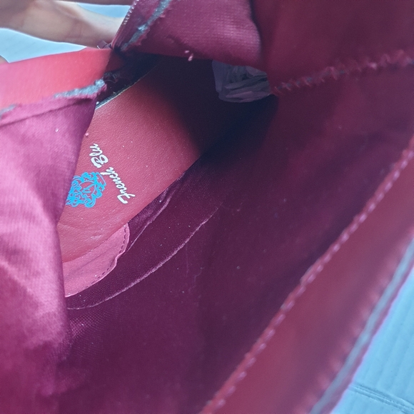 French Blue Americana Burgundy Wine Faux-Suede Ruched Ankle Zip-Up Booties Sz 38 - Picture 13 of 16